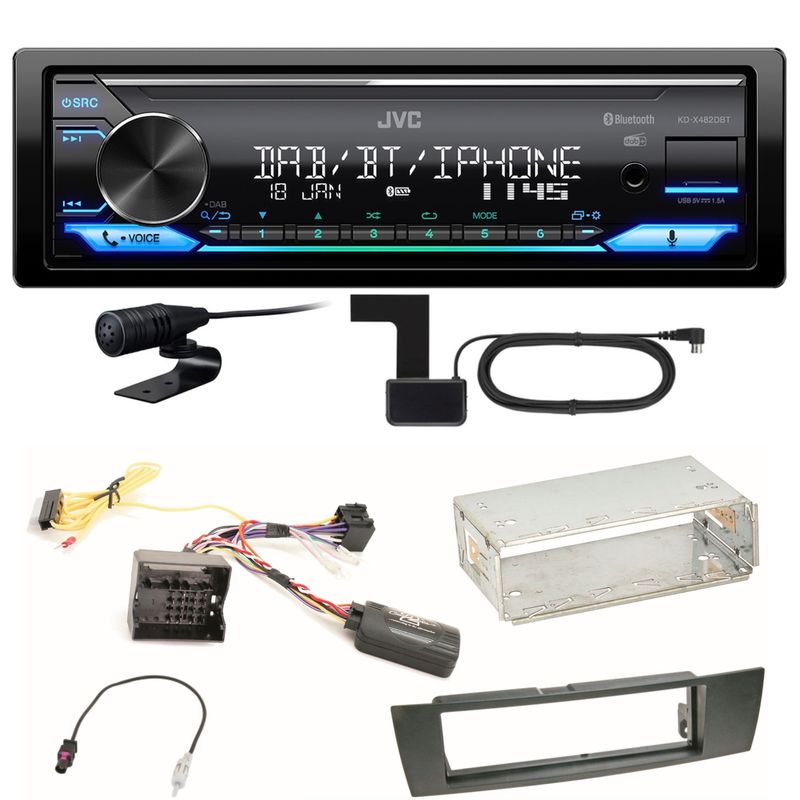 JVC KD-X482DBT Bluetooth DAB USB Einbauset für BMW E87 E81 E82 X1 E84