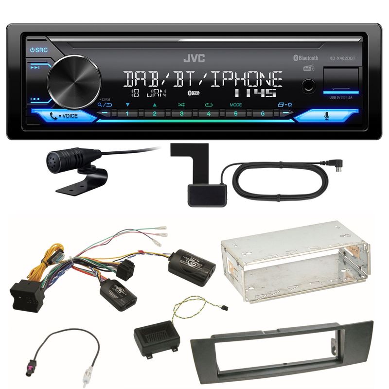 JVC KD-X482DBT Bluetooth Digitalradio Einbauset für BMW E90 E91 E92 E93