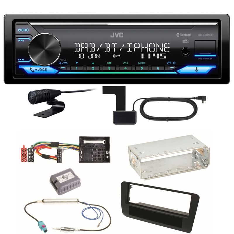 JVC KD-X482DBT Bluetooth Digitalradio USB Einbauset für Audi A1 8X JVC KD-X482DBT Bluetooth Digitalradio USB Einbauset für Audi A1 8X