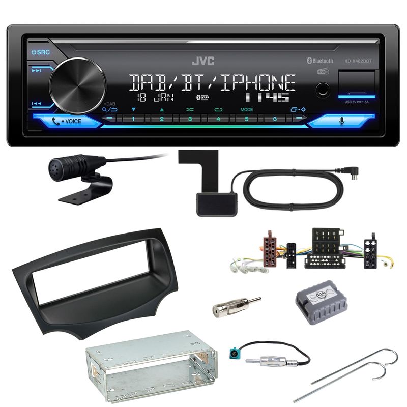 JVC KD-X482DBT Bluetooth Digitalradio USB Einbauset für Ford KA RU8 JVC KD-X482DBT Bluetooth Digitalradio USB Einbauset für Ford KA RU8