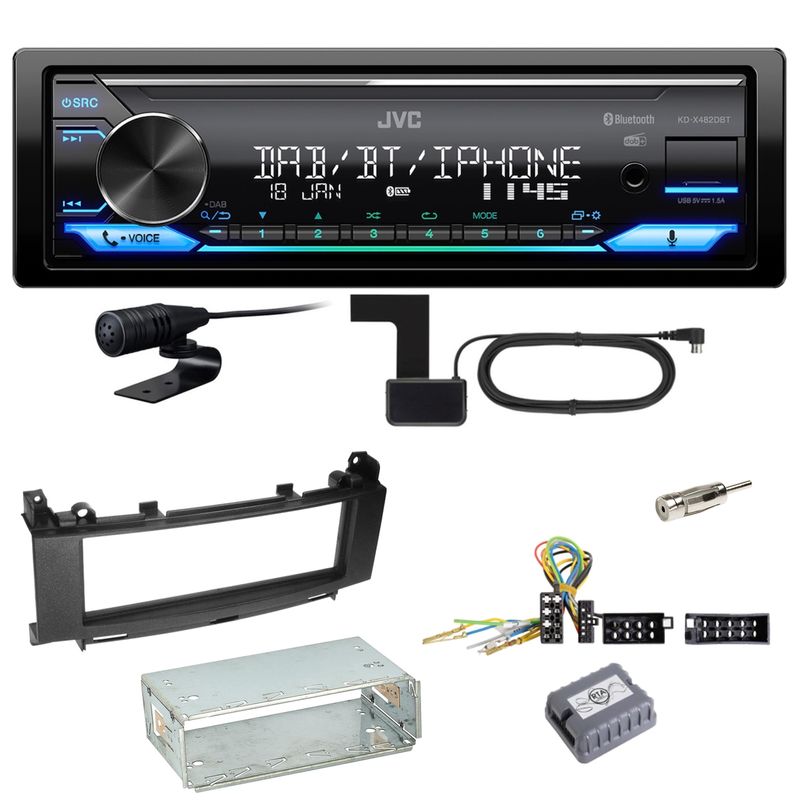 JVC KD-X482DBT Bluetooth DAB Einbauset für Mercedes A B Klasse W245 W169 JVC KD-X482DBT Bluetooth DAB Einbauset für Mercedes A B Klasse W245 W169