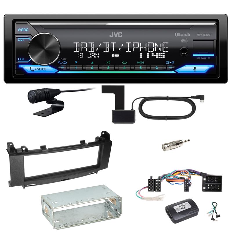 JVC KD-X482DBT Bluetooth DAB Einbauset für Mercedes A B Klasse W169 W245 JVC KD-X482DBT Bluetooth DAB Einbauset für Mercedes A B Klasse W169 W245