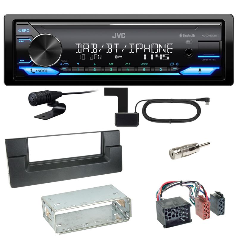JVC KD-X482DBT Bluetooth DAB USB Einbauset für BMW 5er E39 bis 09/2000