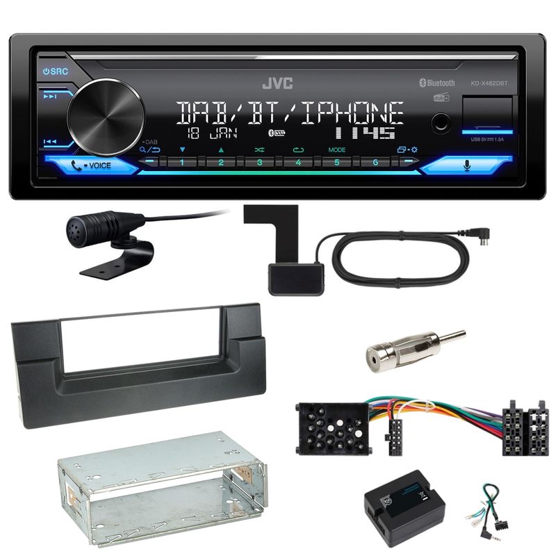 JVC KD-X482DBT Bluetooth DAB USB Einbauset für BMW 5er E39 bis 09/2000