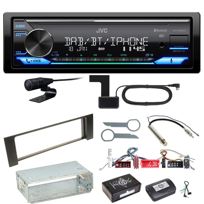 JVC KD-X482DBT Bluetooth Digitalradio USB Einbauset für Audi A4 B6 B7 JVC KD-X482DBT Bluetooth Digitalradio USB Einbauset für Audi A4 B6 B7