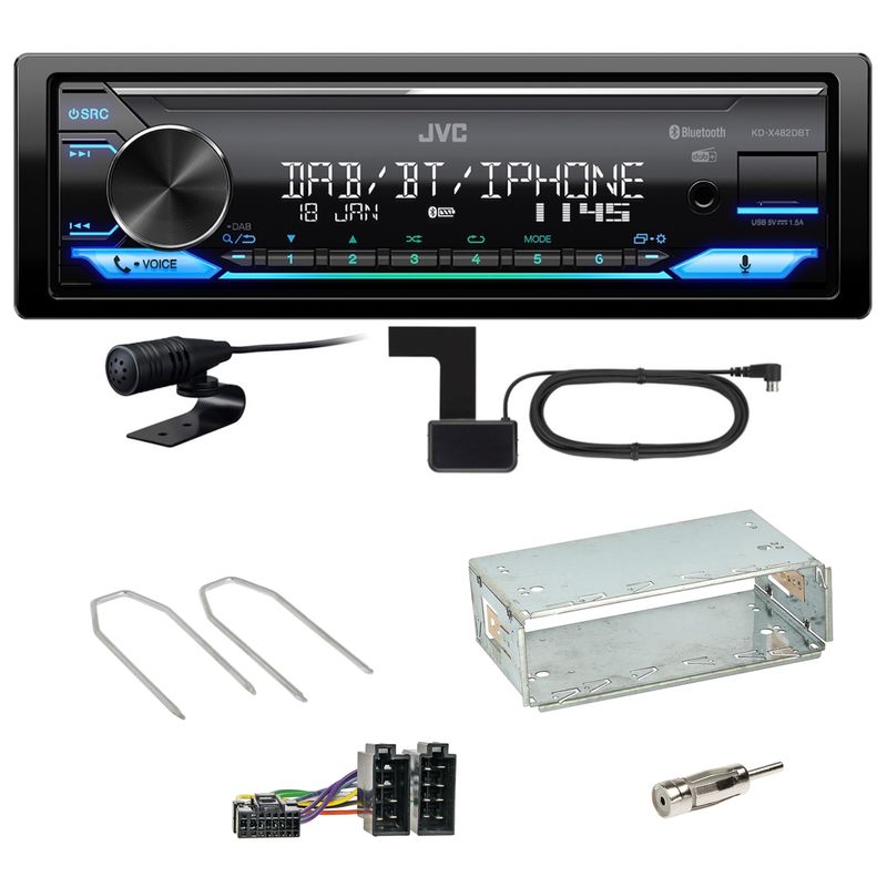 JVC KD-X482DBT Bluetooth DAB Einbauset für Renault Megane 2 Clio 3 Modus JVC KD-X482DBT Bluetooth DAB Einbauset für Renault Megane 2 Clio 3 Modus