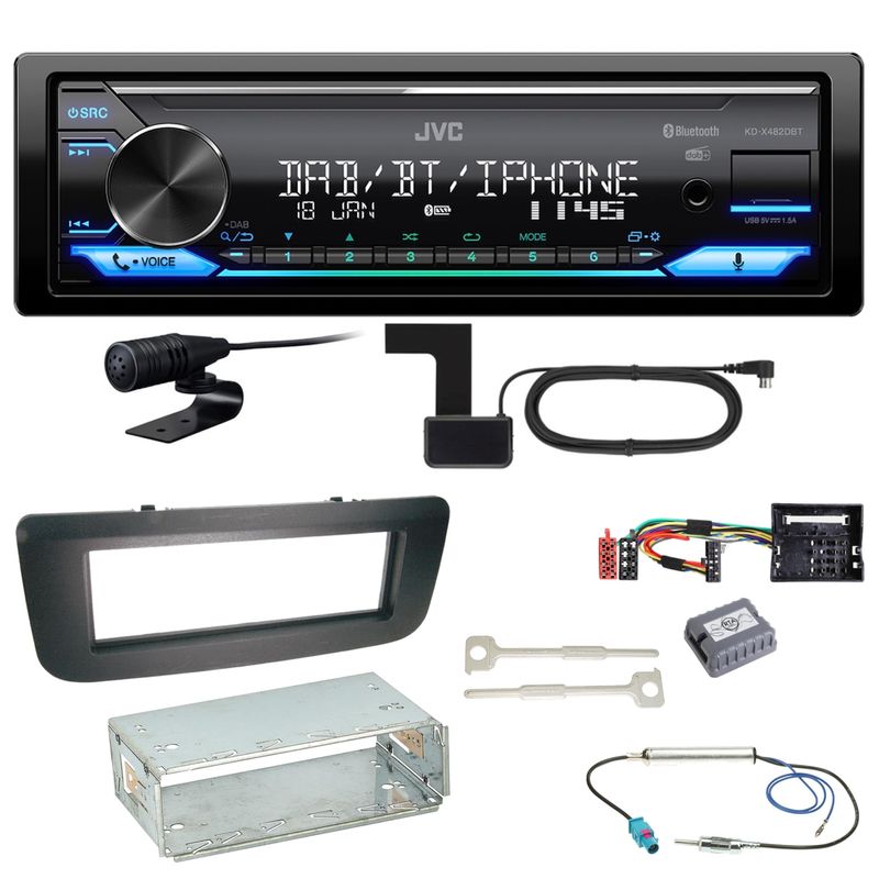 JVC KD-X482DBT Bluetooth Digitalradio Einbauset für Skoda Fabia 2 Roomster