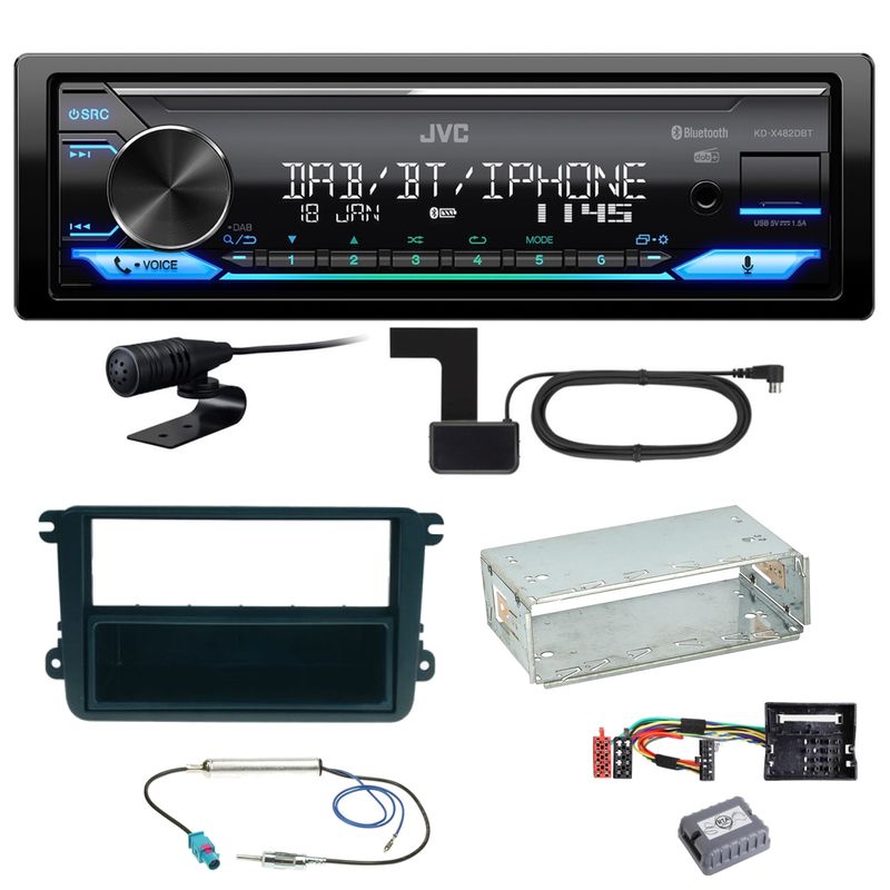 JVC KD-X482DBT Bluetooth DAB Einbauset für Seat Leon Altea XL Alhambra