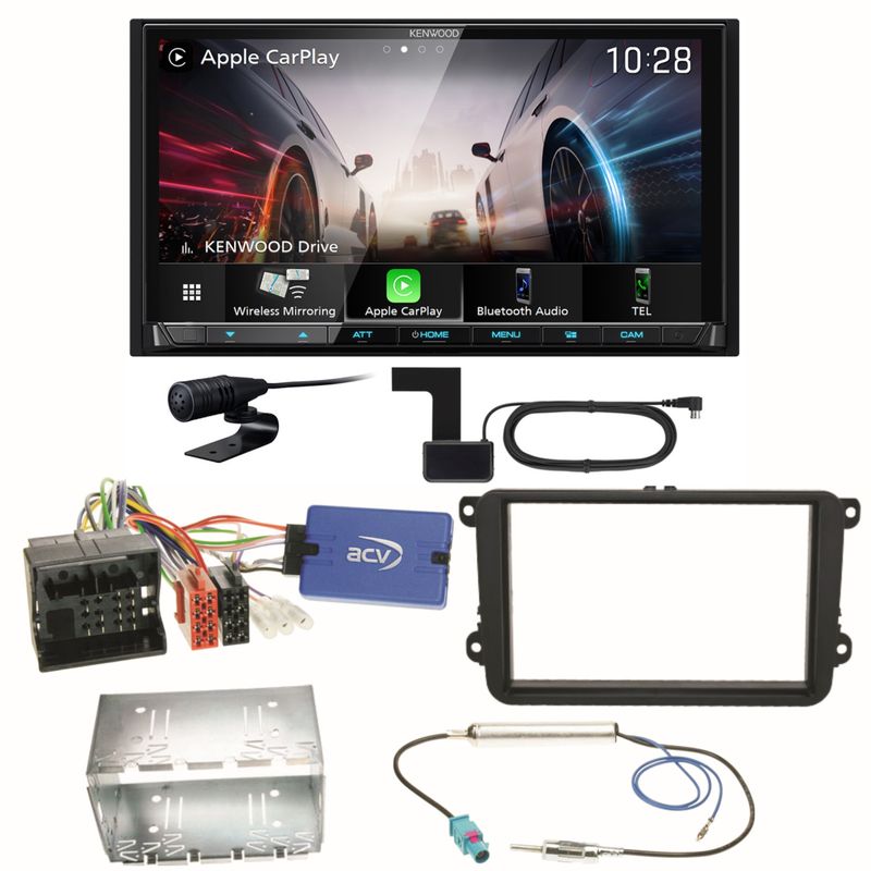 Kenwood DMX8021DABS Android Auto Einbauset für Seat Alhambra Altea XL Leon