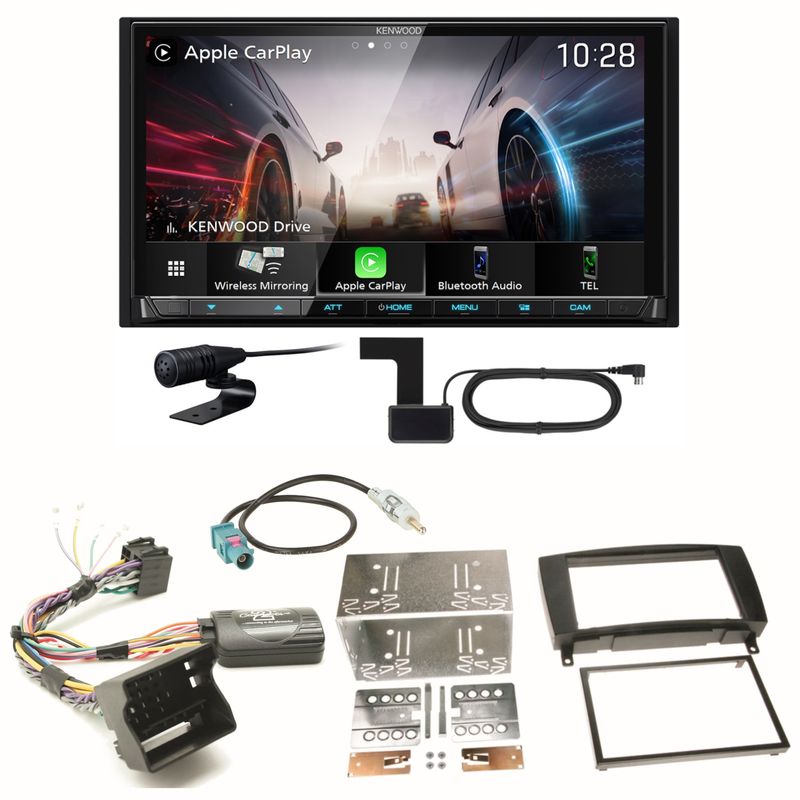 Kenwood DMX8021DABS Android Auto Einbauset für Mercedes CLK W209 Facelift