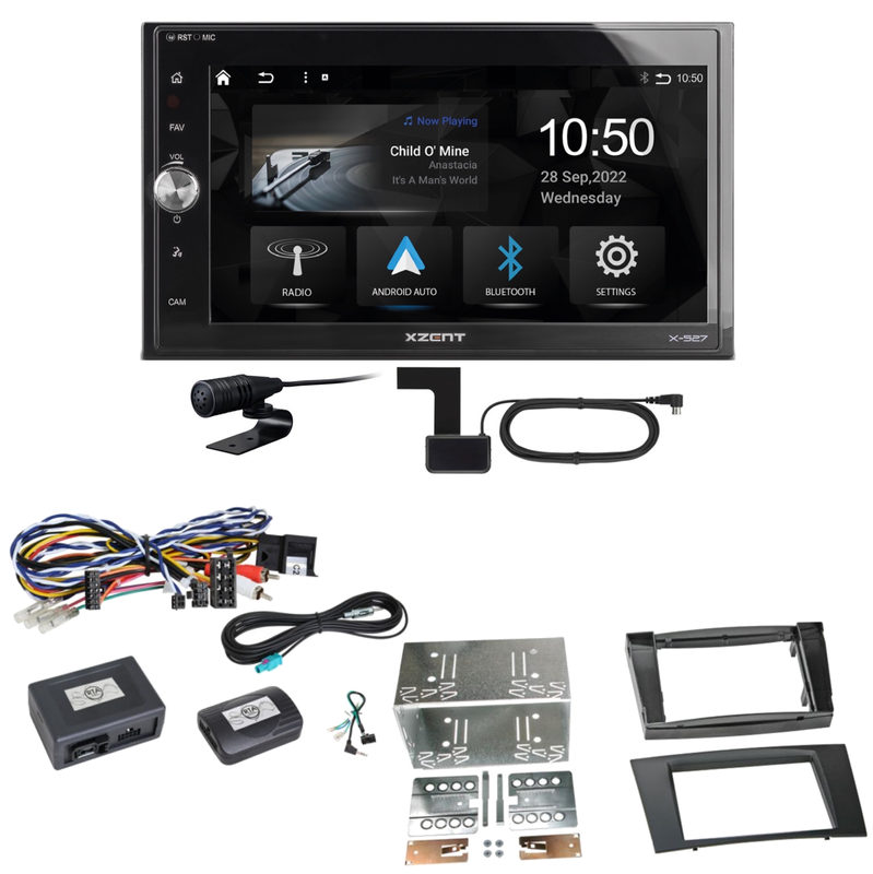 Xzent X-527 Android Auto CarPlay DAB Einbauset für Mercedes W211 CLS W219
