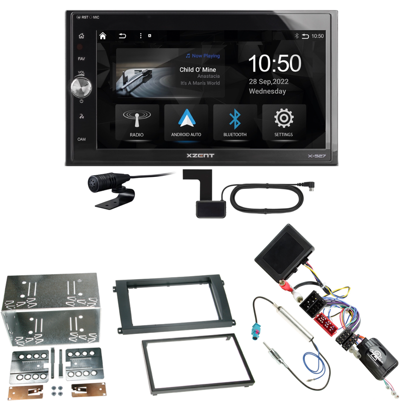 Xzent X-527 Android Auto CarPlay DAB Einbauset für Porsche Cayenne bis 2006