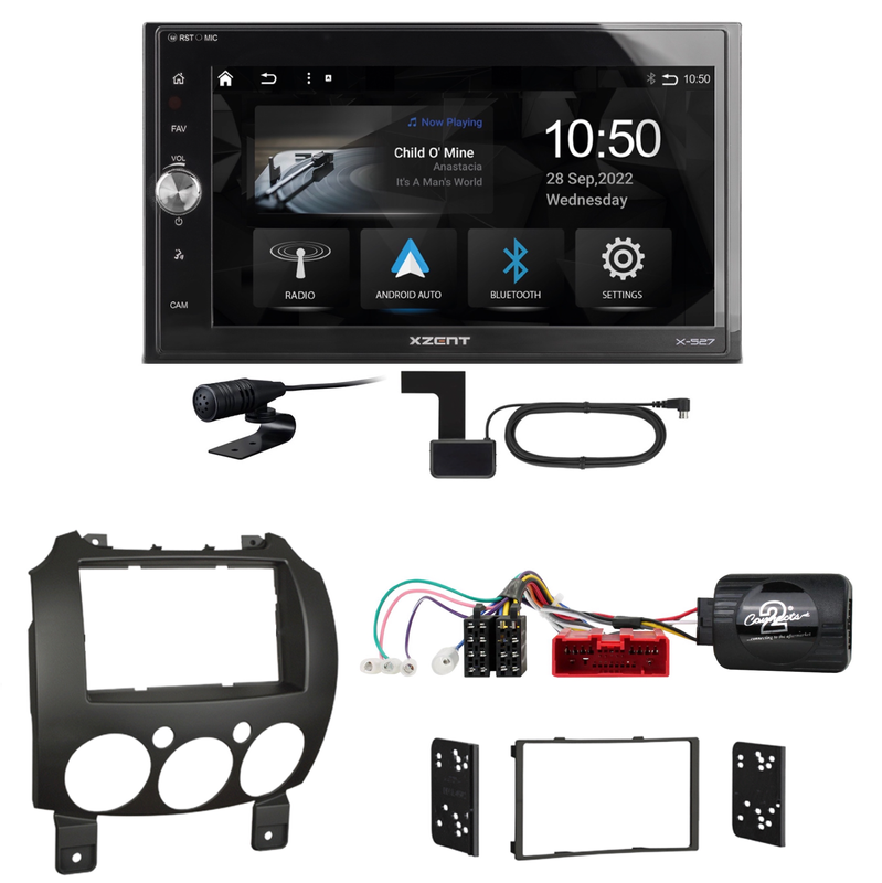 Xzent X-527 Android Auto CarPlay DAB Einbauset für Mazda 2 2008-2014