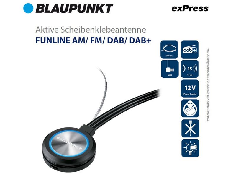 Blaupunkt Funline Scheibenklebeantenne DAB DAB+ SMB AM/FM DIN Blaupunkt Funline Scheibenklebeantenne DAB DAB+ SMB AM/FM DIN