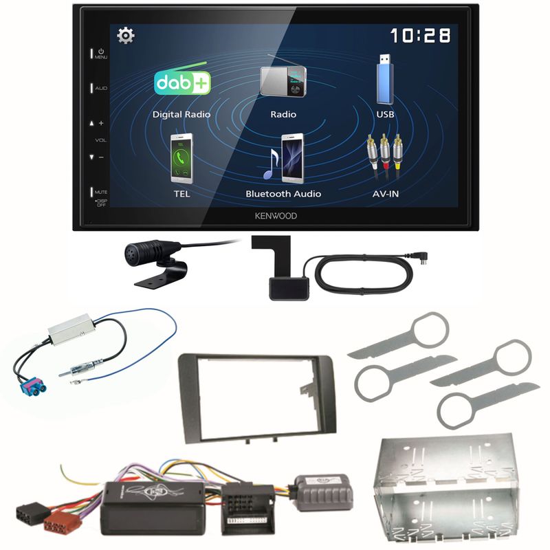 Kenwood DMX129DAB DAB+ Bluetooth USB Einbauset für Audi A3 8P 8PA