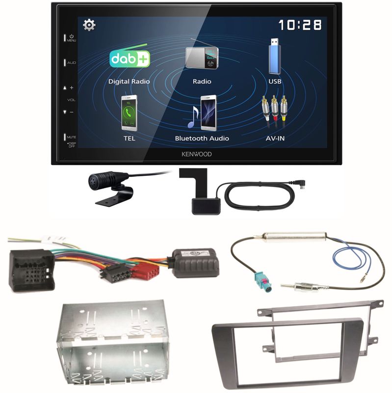 Kenwood DMX129DAB DAB+ Bluetooth USB Einbauset für Skoda Octavia 2 Yeti 5L