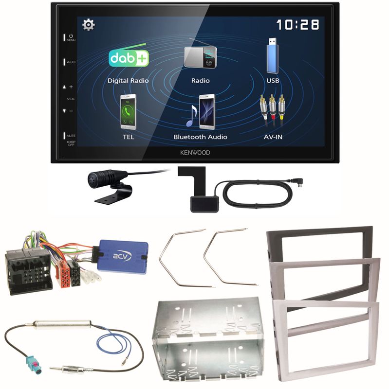 Kenwood DMX129DAB DAB+ Bluetooth Einbauset für Opel Vectra C Meriva Vivaro Combo Kenwood DMX129DAB DAB+ Bluetooth Einbauset für Opel Vectra C Meriva Vivaro Combo