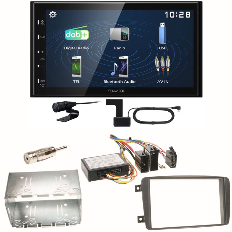Kenwood DMX129DAB DAB+ Einbauset für Mercedes C-Klasse W203 CLK W208 W209
