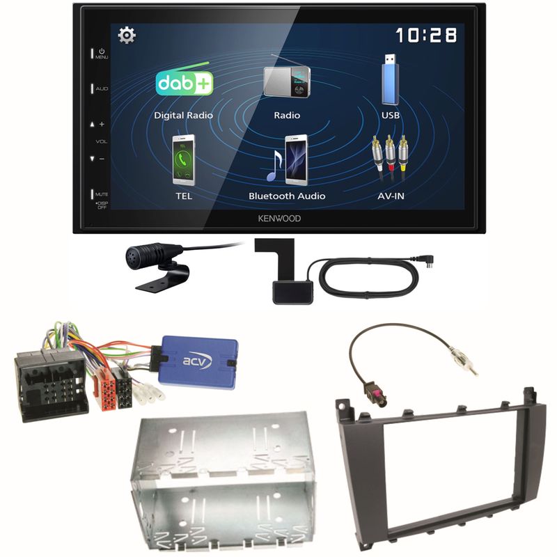 Kenwood DMX129DAB DAB+ Einbauset für Mercedes C-Klasse W203 CLC CL203 S203