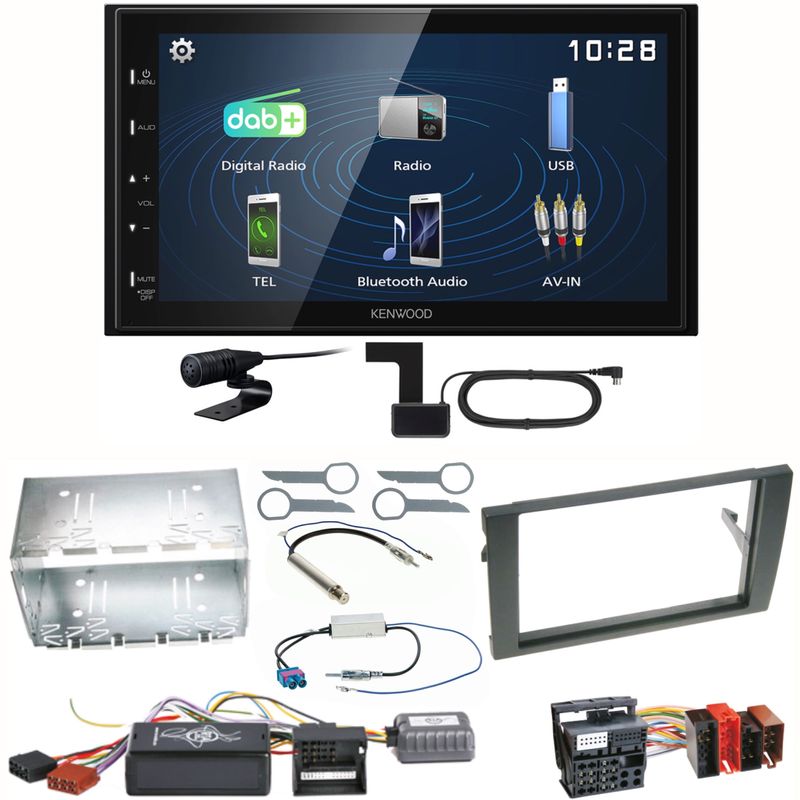 Kenwood DMX129DAB DAB+ Bluetooth USB Einbauset für Seat Exeo Audi A4 B6 B7 Kenwood DMX129DAB DAB+ Bluetooth USB Einbauset für Seat Exeo Audi A4 B6 B7