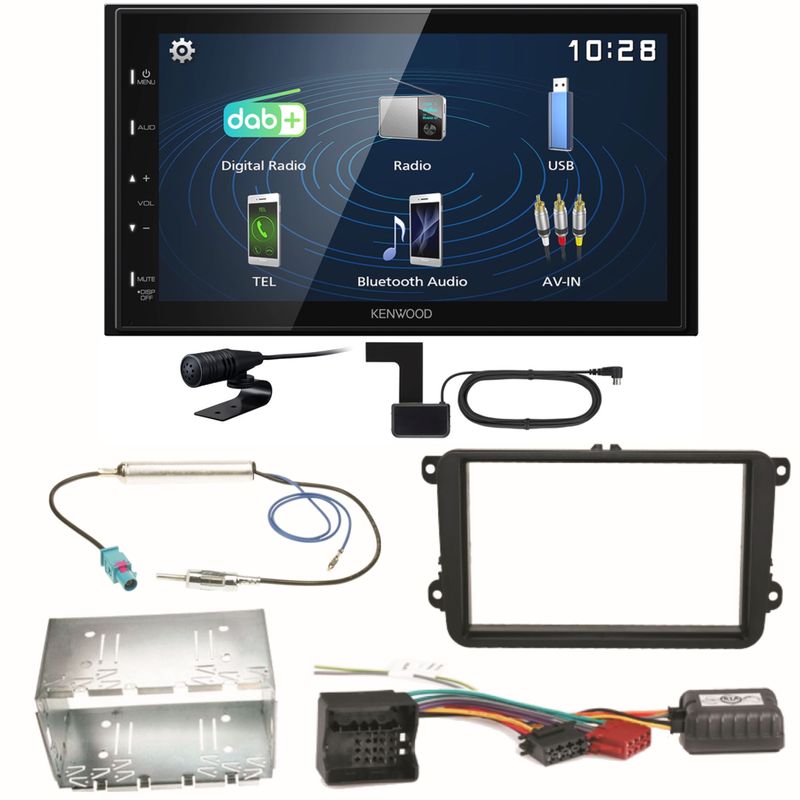 Kenwood DMX129DAB DAB+ Bluetooth USB Einbauset für Skoda Fabia Roomster Praktik