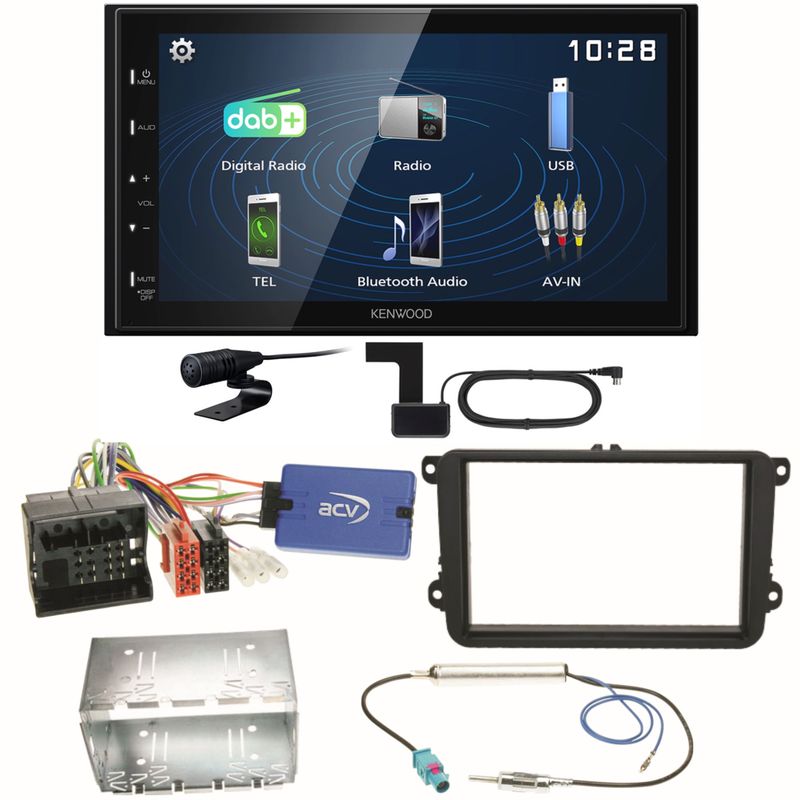 Kenwood DMX129DAB DAB+ Bluetooth USB Einbauset für Seat Alhambra Altea XL Leon