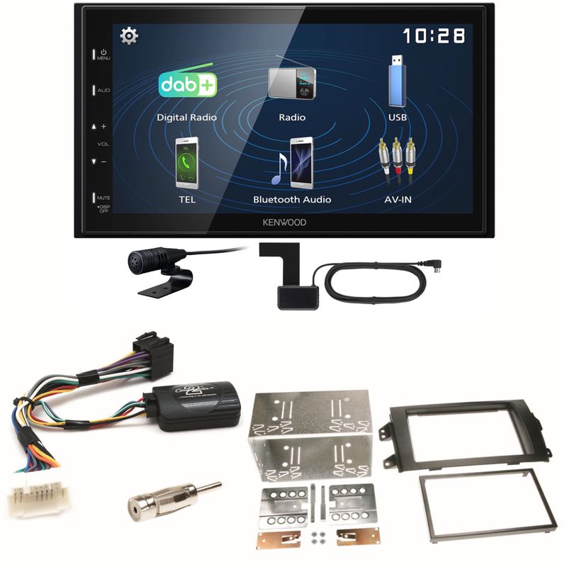 Kenwood DMX129DAB DAB+ Bluetooth USB Einbauset für Suzuki SX4 Fiat Sedici