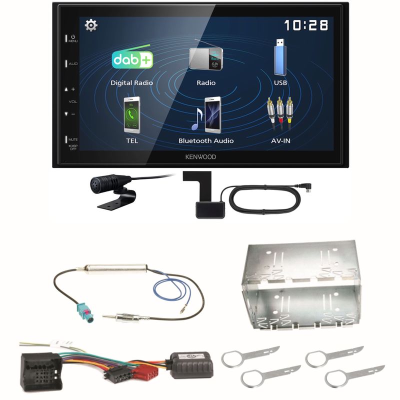 Kenwood DMX129DAB DAB+ Bluetooth USB Einbauset für Fox Polo 9N3 Kenwood DMX129DAB DAB+ Bluetooth USB Einbauset für Fox Polo 9N3