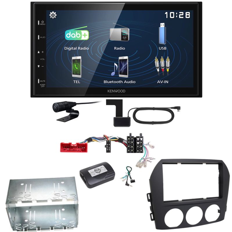 Kenwood DMX129DAB DAB+ Bluetooth USB Einbauset für Mazda MX-5 NC