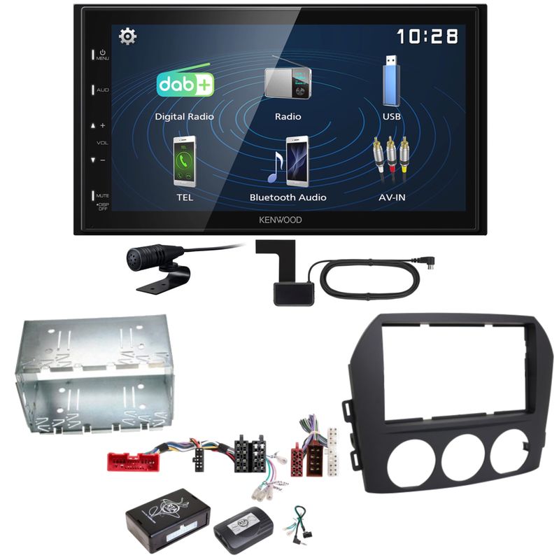 Kenwood DMX129DAB DAB+ Bluetooth USB Einbauset für Mazda MX-5 NC