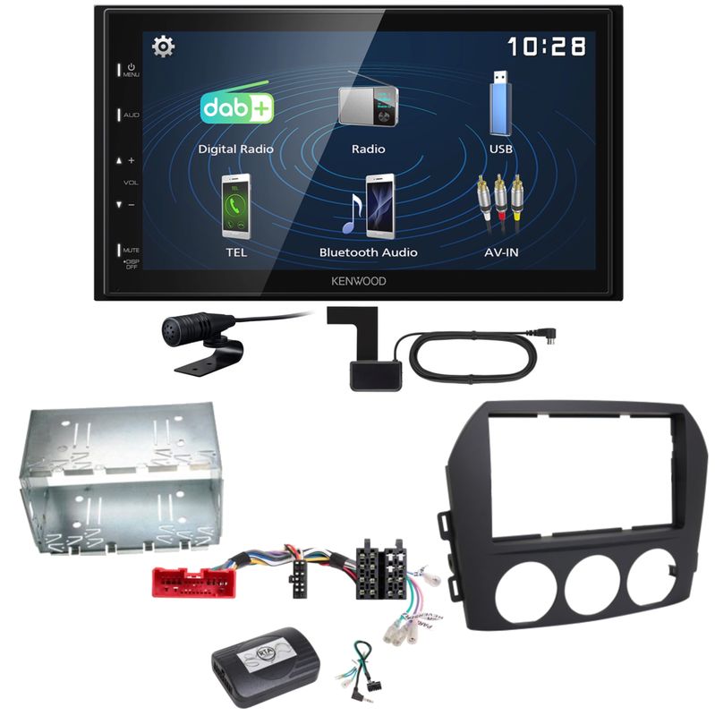 Kenwood DMX129DAB DAB+ Bluetooth USB Einbauset für Mazda MX-5 NC FL