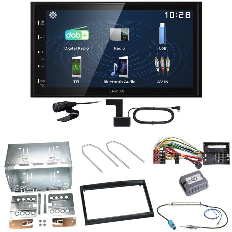 Kenwood DMX129DAB DAB+ Bluetooth USB Einbauset für Citroen C2 C3 Berlingo Jumpy