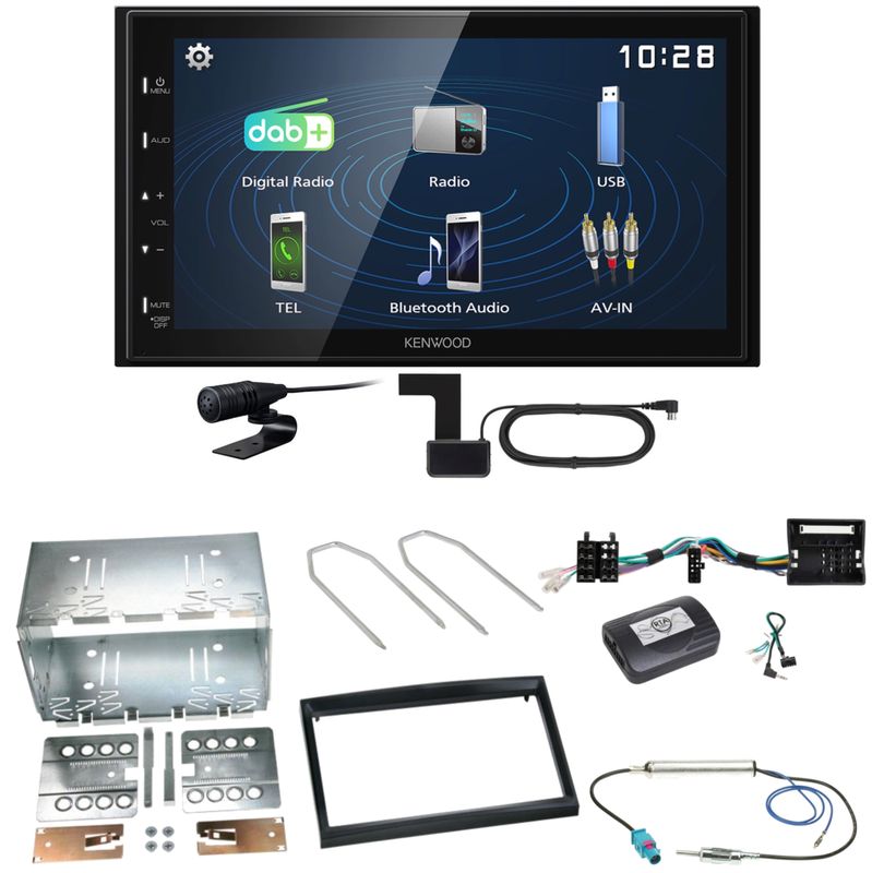 Kenwood DMX129DAB DAB+ Bluetooth Einbauset für Peugeot 207 307 Partner Expert Kenwood DMX129DAB DAB+ Bluetooth Einbauset für Peugeot 207 307 Partner Expert