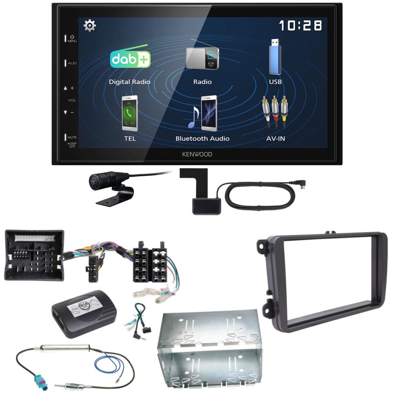 Kenwood DMX129DAB DAB+ Bluetooth USB Einbauset für Tiguan Amarok Caddy Jetta Kenwood DMX129DAB DAB+ Bluetooth USB Einbauset für Tiguan Amarok Caddy Jetta