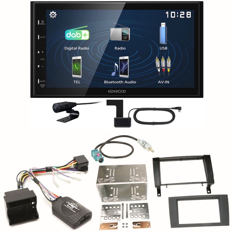 Kenwood DMX129DAB DAB+ Bluetooth USB Einbauset für Mercedes SLK R171 ab 2008