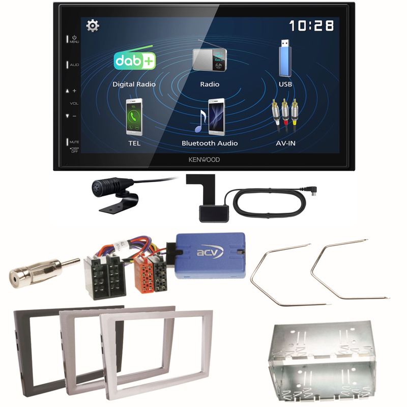 Kenwood DMX129DAB DAB+ Bluetooth Einbauset für Opel Omega B Meriva A Agila Vivaro Kenwood DMX129DAB DAB+ Bluetooth Einbauset für Opel Omega B Meriva A Agila Vivaro