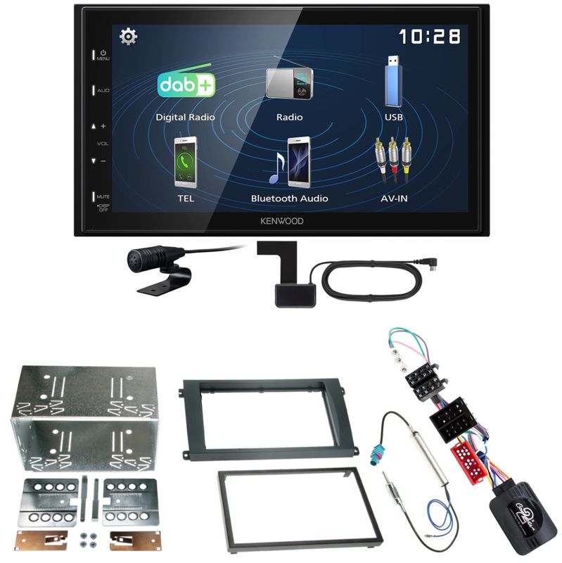 Kenwood DMX129DAB DAB+ Bluetooth USB Einbauset für Porsche Cayenne bis 2006