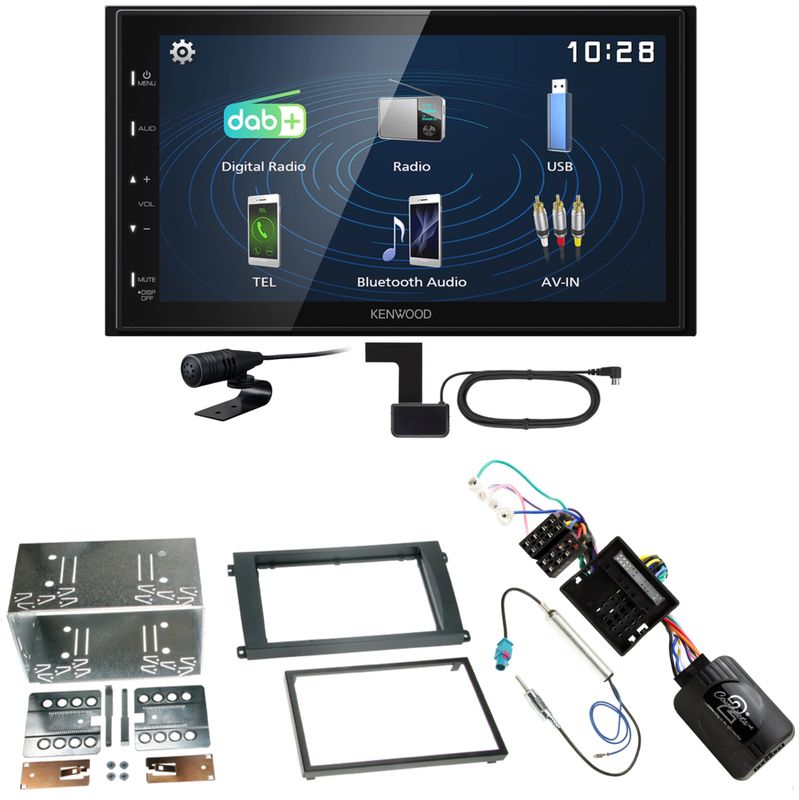 Kenwood DMX129DAB DAB+ Bluetooth USB Einbauset für Porsche Cayenne ab 2007