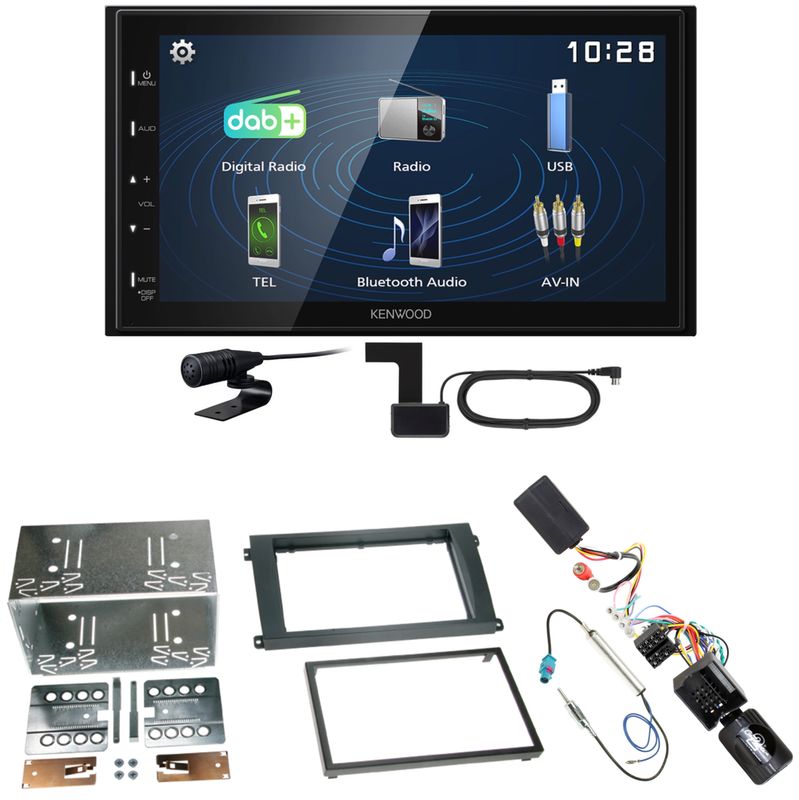 Kenwood DMX129DAB DAB+ Bluetooth USB Einbauset für Porsche Cayenne ab 2007