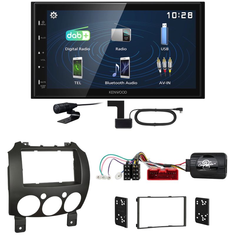 Kenwood DMX129DAB DAB+ Bluetooth USB Einbauset für Mazda 2 2008-2014