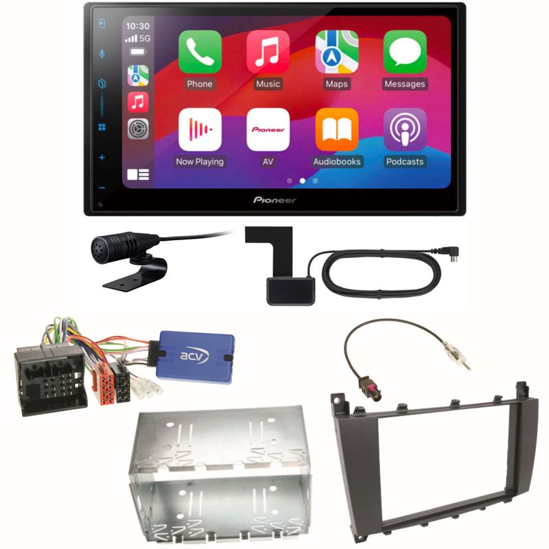 Pioneer SPH-DA77DAB CarPlay Einbauset für Mercedes C-Klasse W203 CLC CL203 S203