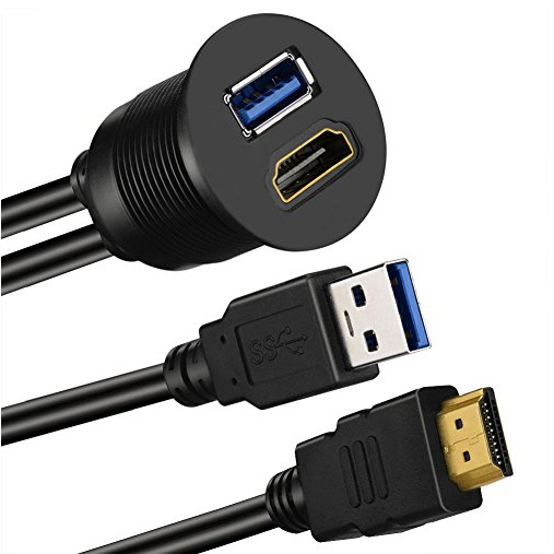 AMPIRE HDMI USB-A Einbaubuchse mit 150cm Kabel