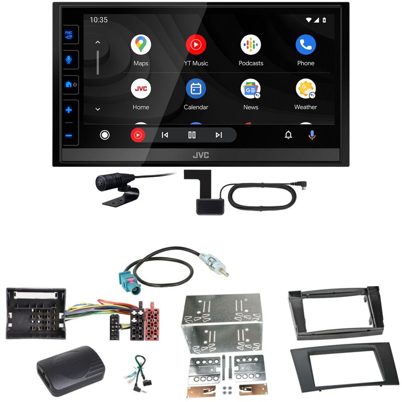JVC KW-M785DBW Android Auto CarPlay DAB+ Einbauset für Mercedes W211 CLS W219