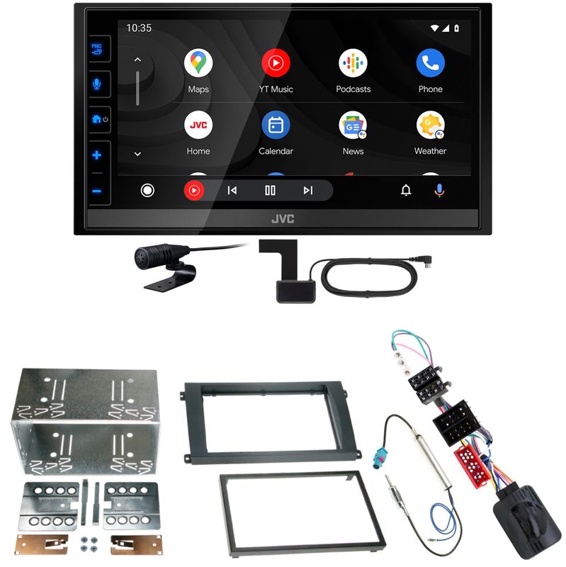 JVC KW-M785DBW Android Auto CarPlay DAB+ Einbauset für Porsche Cayenne bis 2006