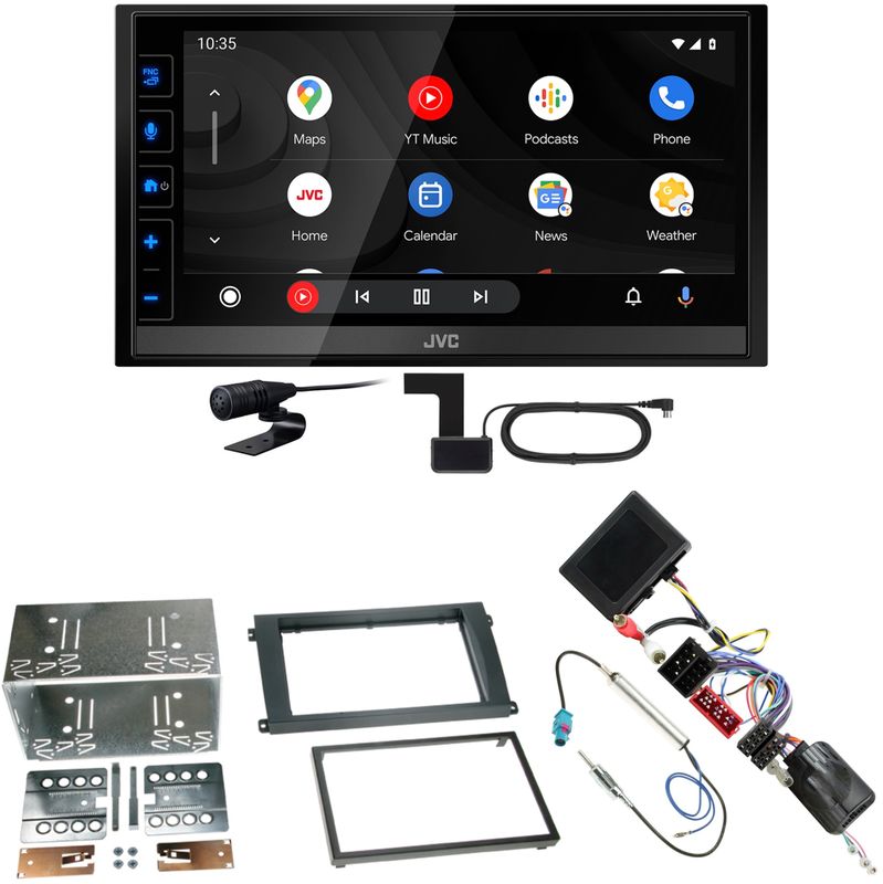 JVC KW-M785DBW Android Auto CarPlay DAB+ Einbauset für Porsche Cayenne bis 2006
