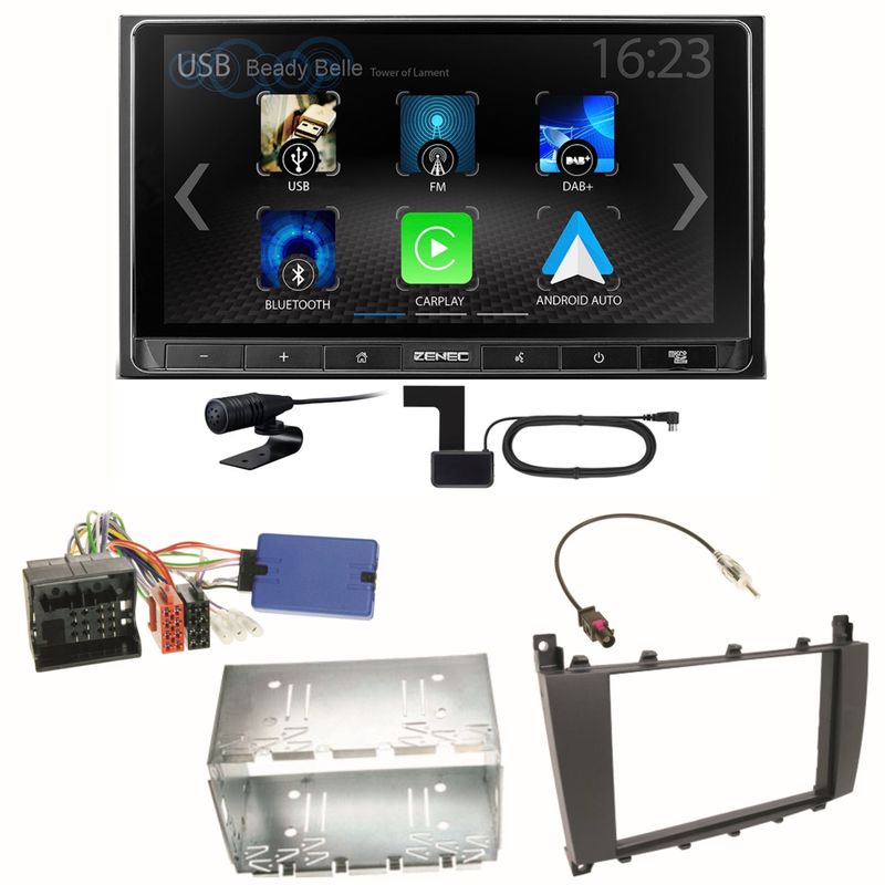 ZENEC Z-N538 Android Auto Einbauset für Mercedes C-Klasse W203 CLC CL203 S203
