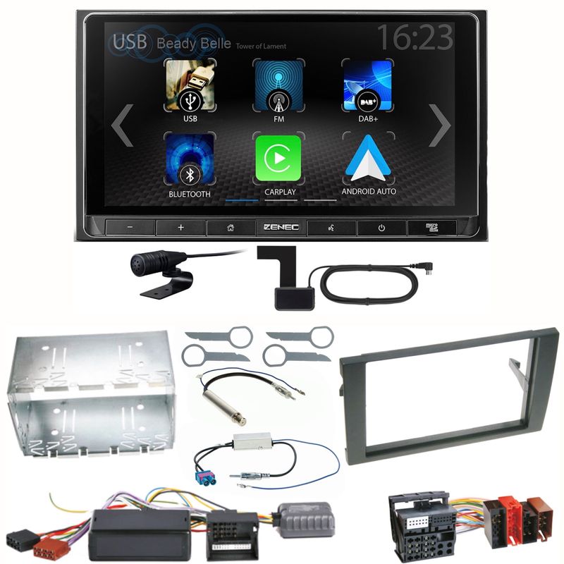 ZENEC Z-N538 Android Auto CarPlay DAB+ Einbauset für Seat Exeo Audi A4 B6 B7 ZENEC Z-N538 Android Auto CarPlay DAB+ Einbauset für Seat Exeo Audi A4 B6 B7