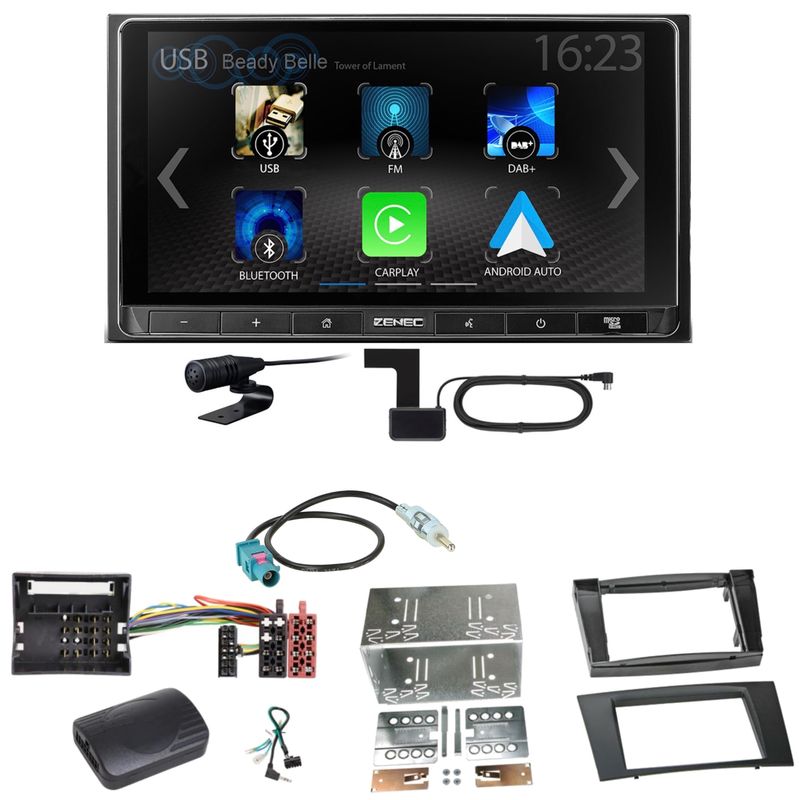 ZENEC Z-N538 Android Auto CarPlay DAB+ Einbauset für Mercedes W211 CLS W219