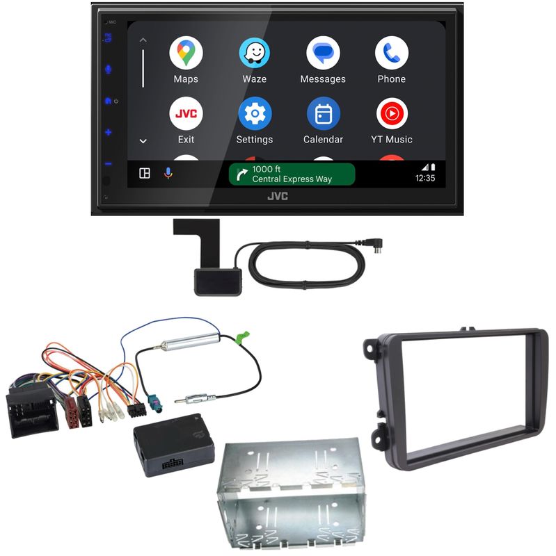 JVC KW-M695DBW Android Auto CarPlay DAB+ Einbauset für T6 Sharan 2 Beetle