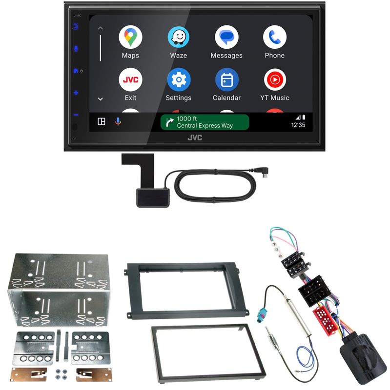 JVC KW-M695DBW Android Auto CarPlay DAB+ Einbauset für Porsche Cayenne bis 2006